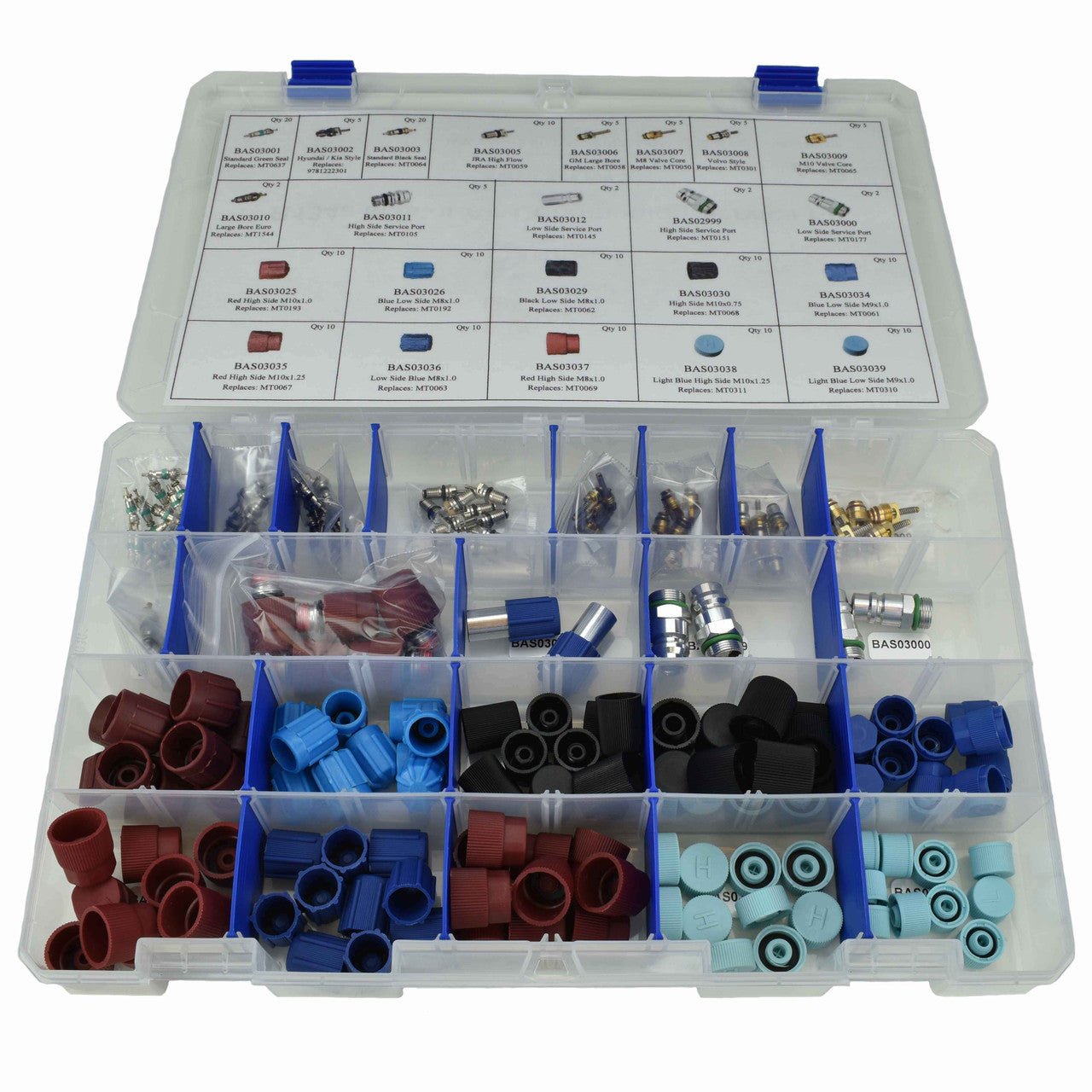 APC93025 - 134a A/C Cap & Valve Master Kit, Designed for automotive repair shops. The most common caps and valves R134a