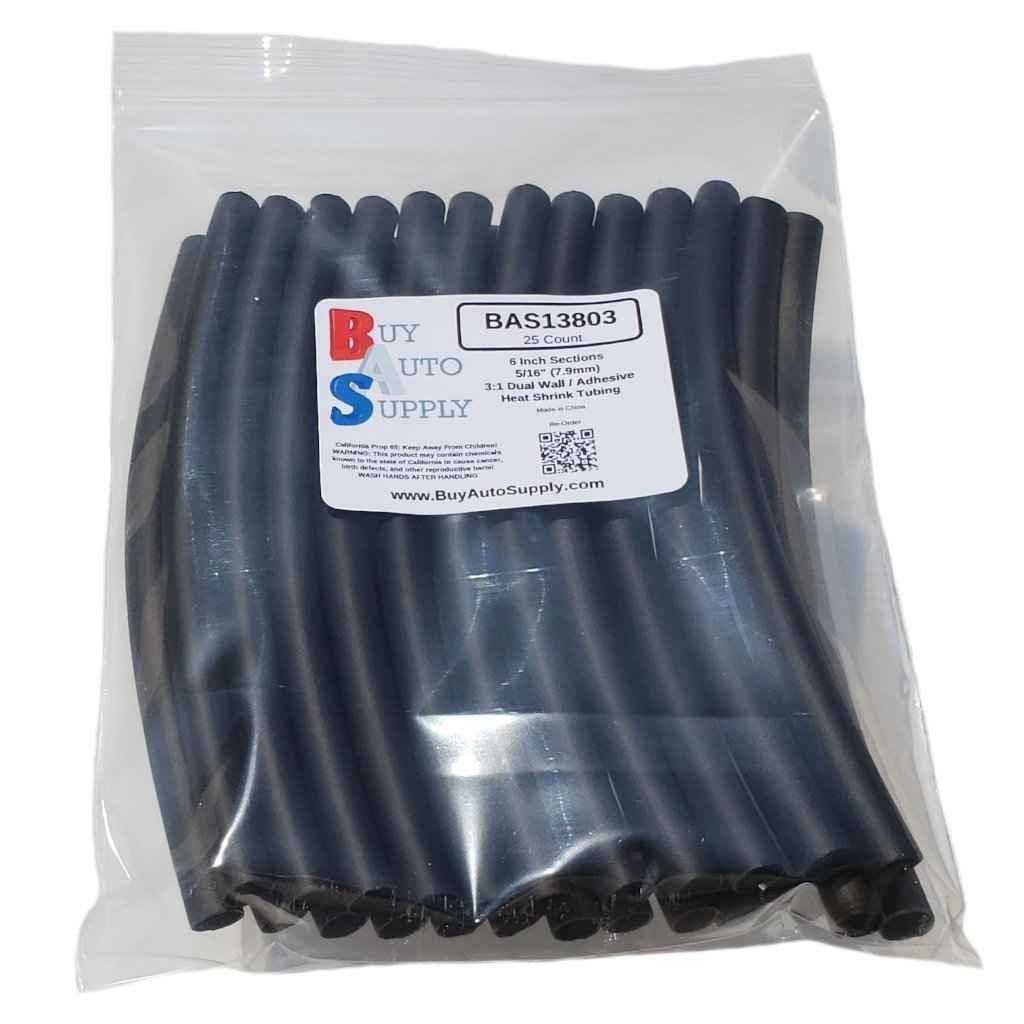 Bag of 25 Black 5/16" 3:1 Dual Wall Heat Shrink Tube  Adhesive Lined - 6 Inch Lengths