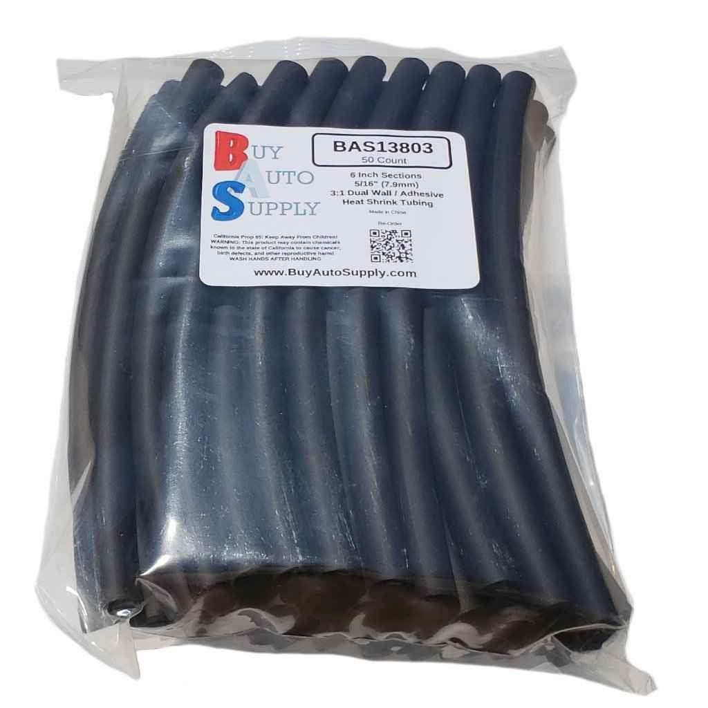 Bag of 50 Black 5/16" 3:1 Dual Wall Heat Shrink Tube  Adhesive Lined - 6 Inch Lengths