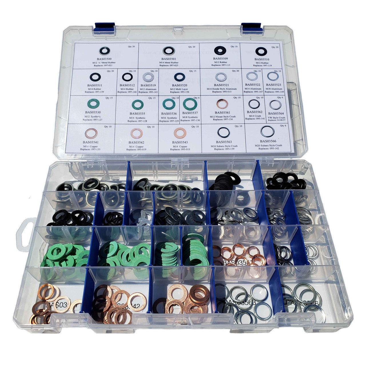 APC93000 - Oil Drain Plug Gasket Master Kit - 23 Different Gaskets - 283 Pieces Total
Our kit includes the most common drain plug gaskets and covers most  common applications