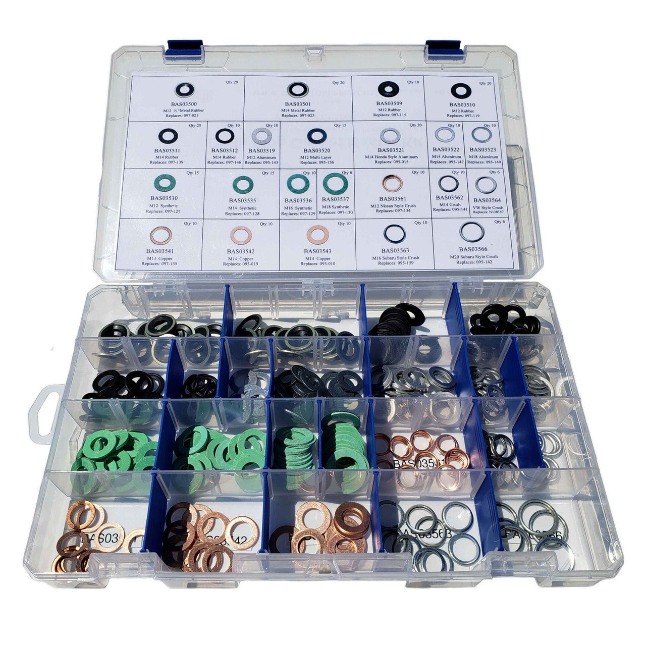 APC93000 - Oil Drain Plug Gasket Master Kit - 23 Different Gaskets - 283 Pieces 
includes the most common drain plug gaskets