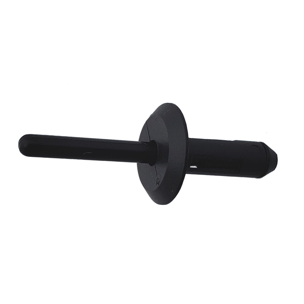 Black Nylon Plastic Rivet - Interchanges: GM 20433026, 14070914, Chrysler 4370132, VW 175-553-577A, Auveco 13753, Disco 5775