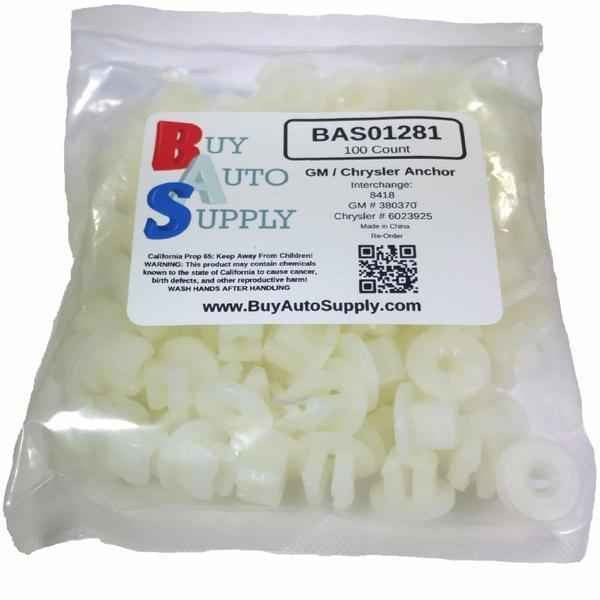 Bag of 100 Gm/Chrysler Screw Grommet - Nylon Nut