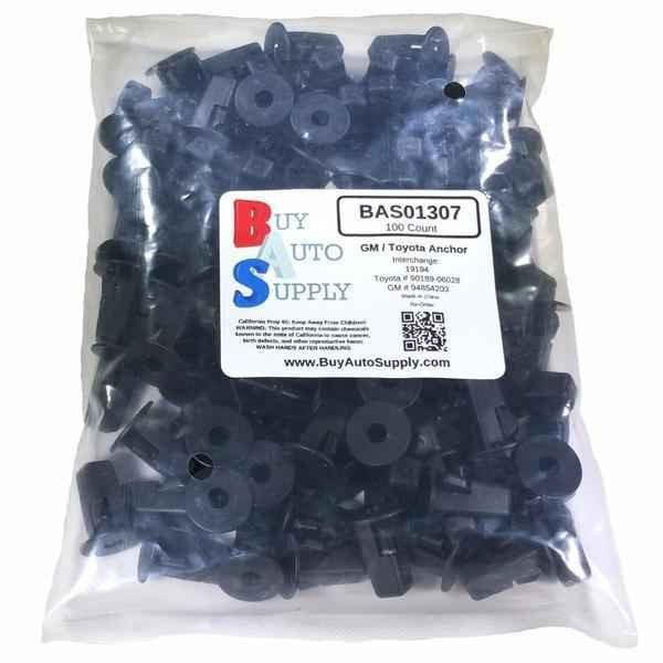 Bag of 100 Toyota Screw Anchor - Nylon Nut - Fender Liner Grommet