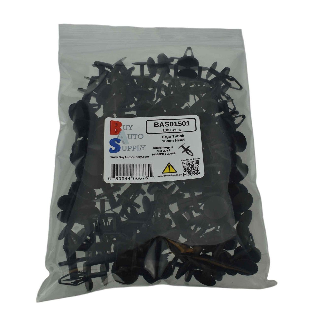 Bag of 100 GM Style Ergo Tuflok Push Clip BAS01501