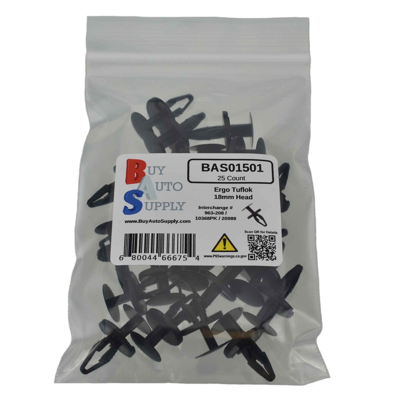 Bag of 25 GM Style Ergo Tuflok Push Clip