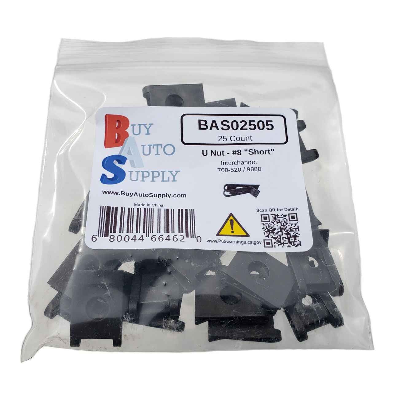 BAS02505 - #8 Screw Spring Type U Nut "Short" (1350PK) - Buy Auto Supply - 25 Pack