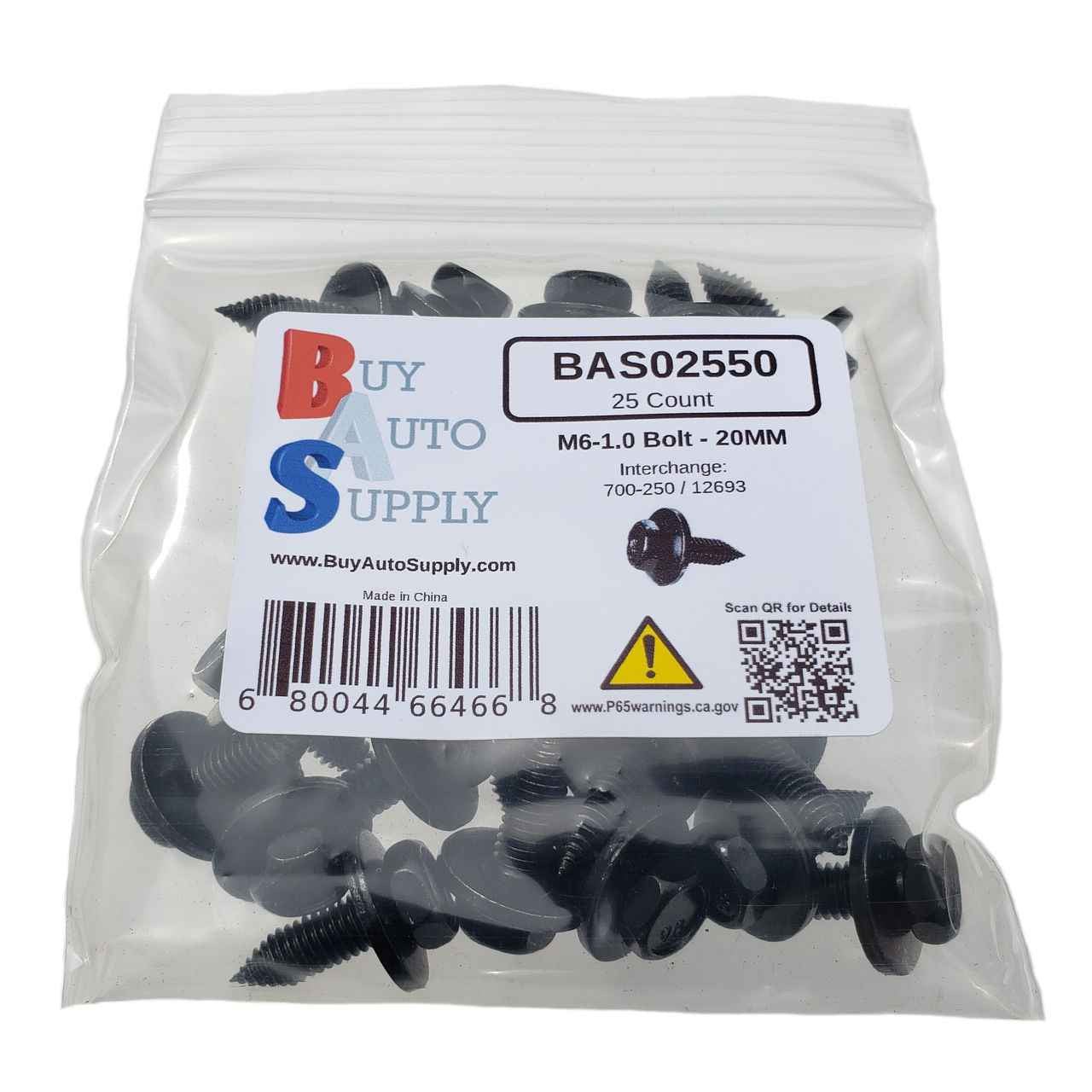 Bag of 25 Self Tapping Bolt M6-1.0x20mm with 17mm loose washer