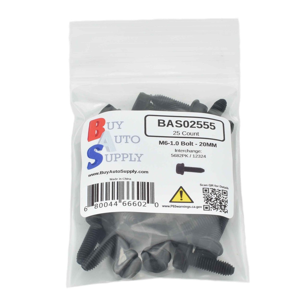 BAS02555 - M6-1.0x20mm Body Bolt (5682PK) - Buy Auto Supply - 25 Pack