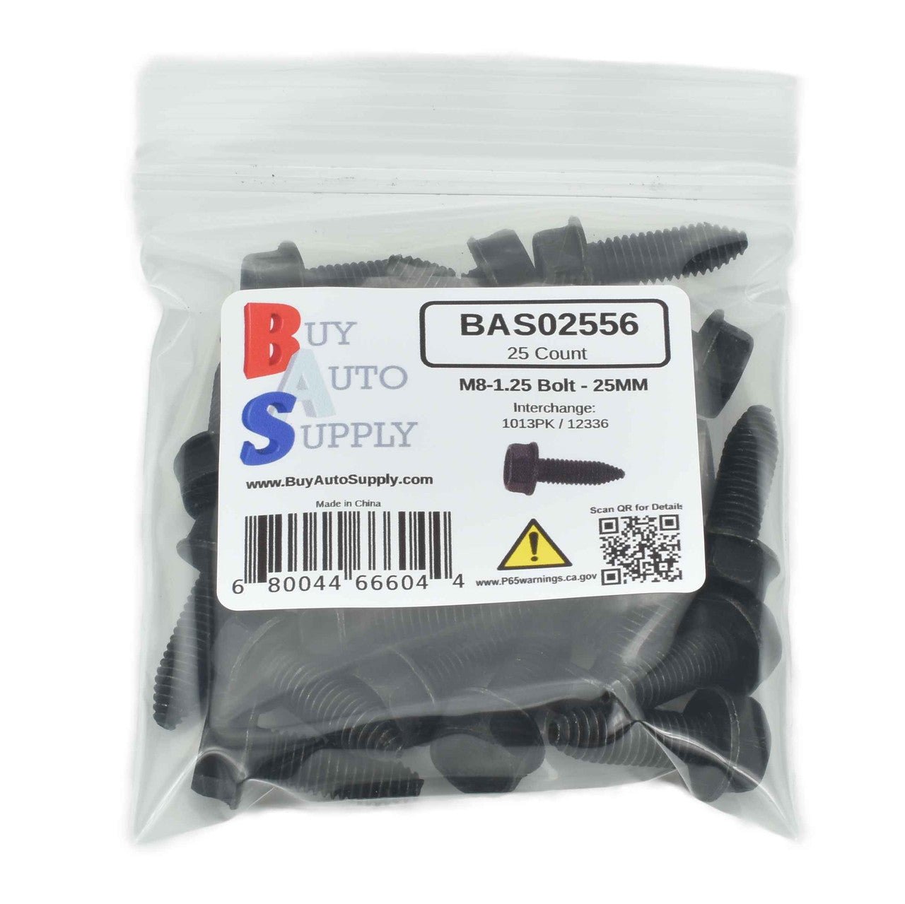 BAS02556 - M8-1.25x25mm Body Bolt (1013PK) - Buy Auto Supply