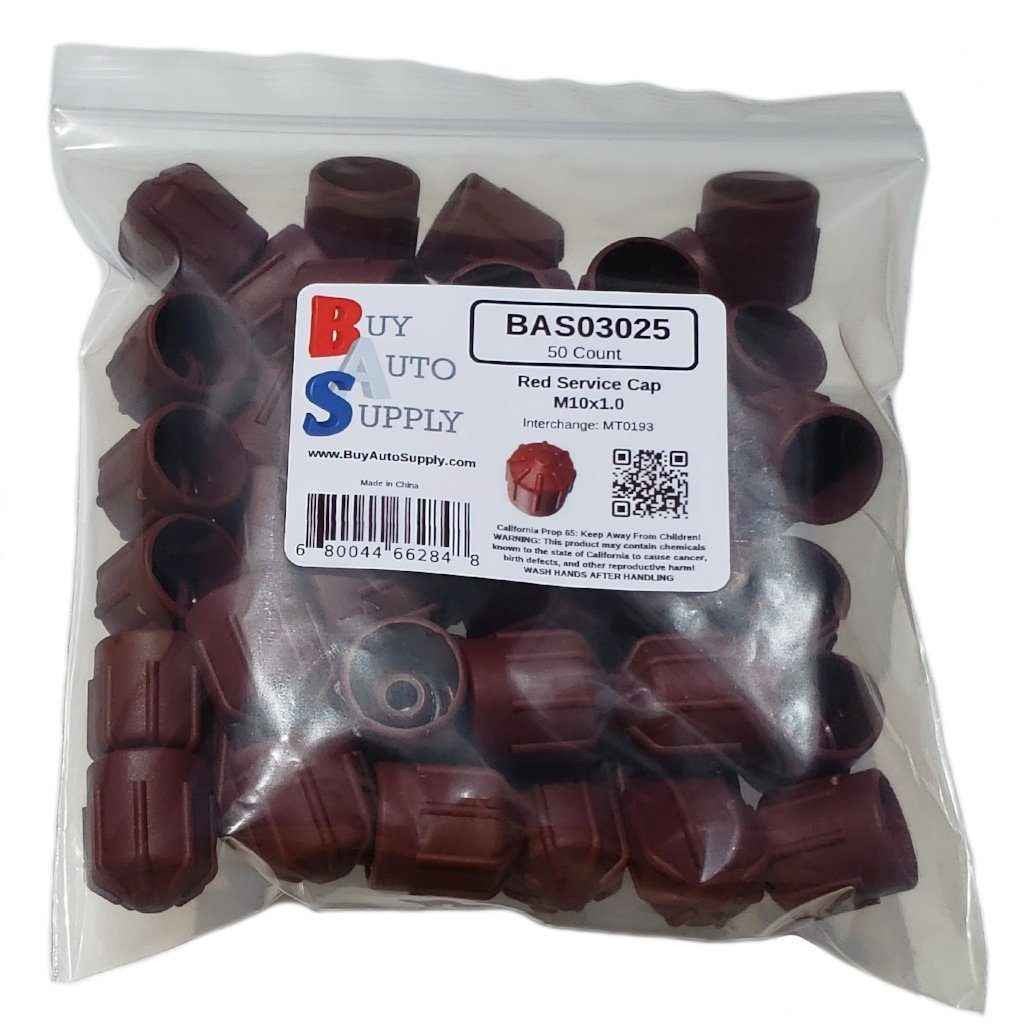 Bag of 50 AC Service Port Caps - Red High Side  M10x1.0