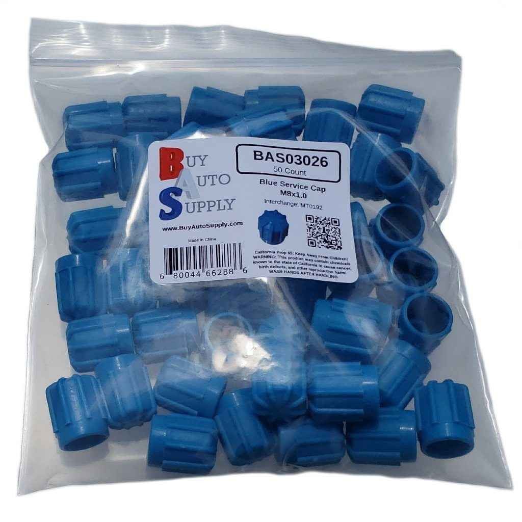 Bag of AC Service Valve Caps - Blue Low Side M8x1.0, Interchanges: MT0192