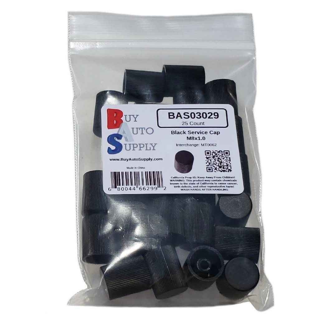 Bag of 25 AC Service Port Caps - Black Low Side M8x1.0 - Interchanges: MT0062, 59937