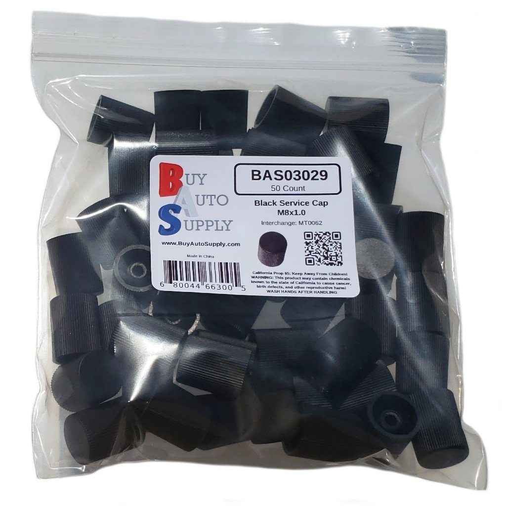 Bag of 50 AC Service Valve Caps - Black Low Side M8x1.0 - Interchanges: MT0062, 59937