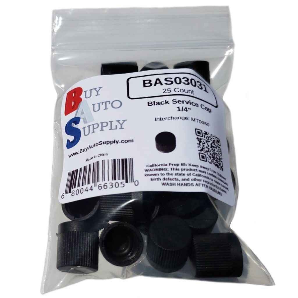 Bag of 25 R12 Black AC Service Cap 1/4" - Interchangess: MT0060