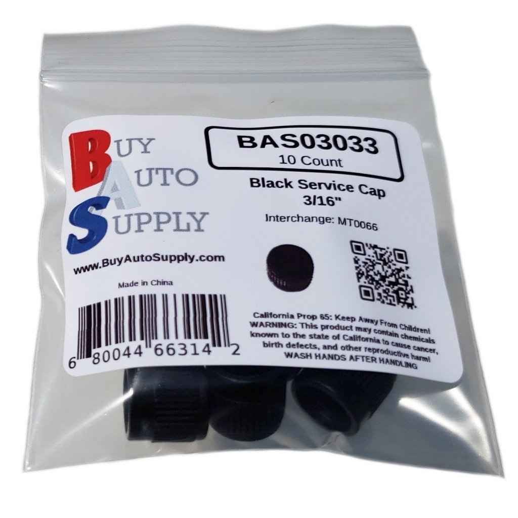 Bag of 10 AC Service Caps - Black High Side 3/16" SAE - R12
