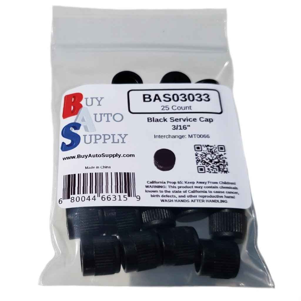 Bag of 25 AC Service Valve Caps - Black High Side 3/16" SAE - R12