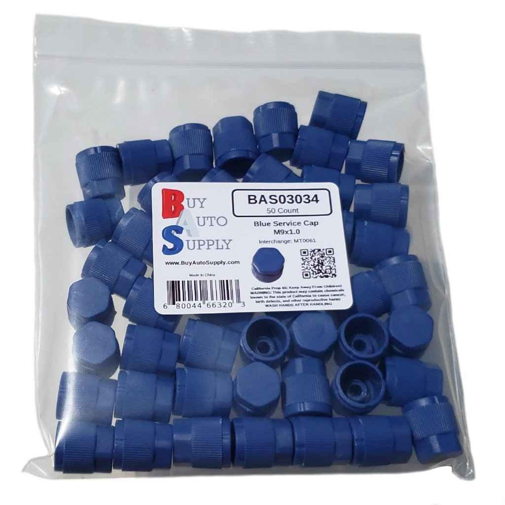 Bag of 50 AC Service Caps Blue Low Side M9x1.0, Interchanges: MT0061, 59932