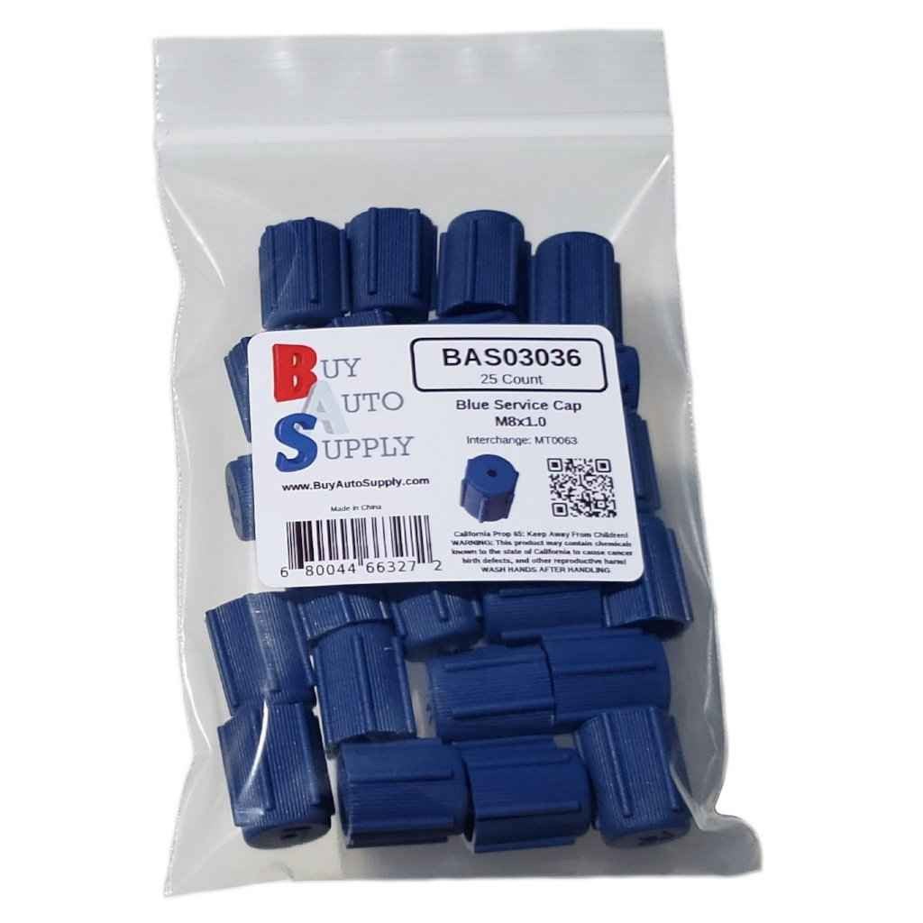 Bag of 25 AC Service Port Caps R134a - Blue Low Side M8x1.0 - Interchanges: MT0063, 59987