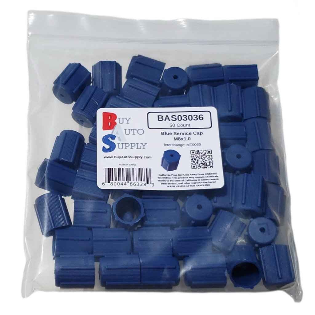 Bag of 50 AC Service Valve Caps R134a - Blue Low Side M8x1.0 - Interchanges: MT0063, 59987