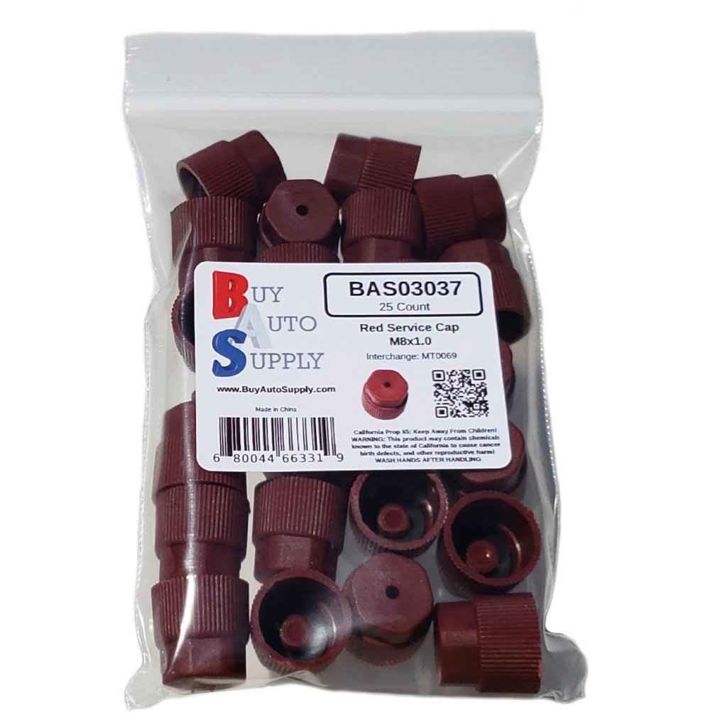 Bag of 25 AC Service Port Caps R134a - Red High Side M8x1.0 - Interchanges: MT0069, 59988