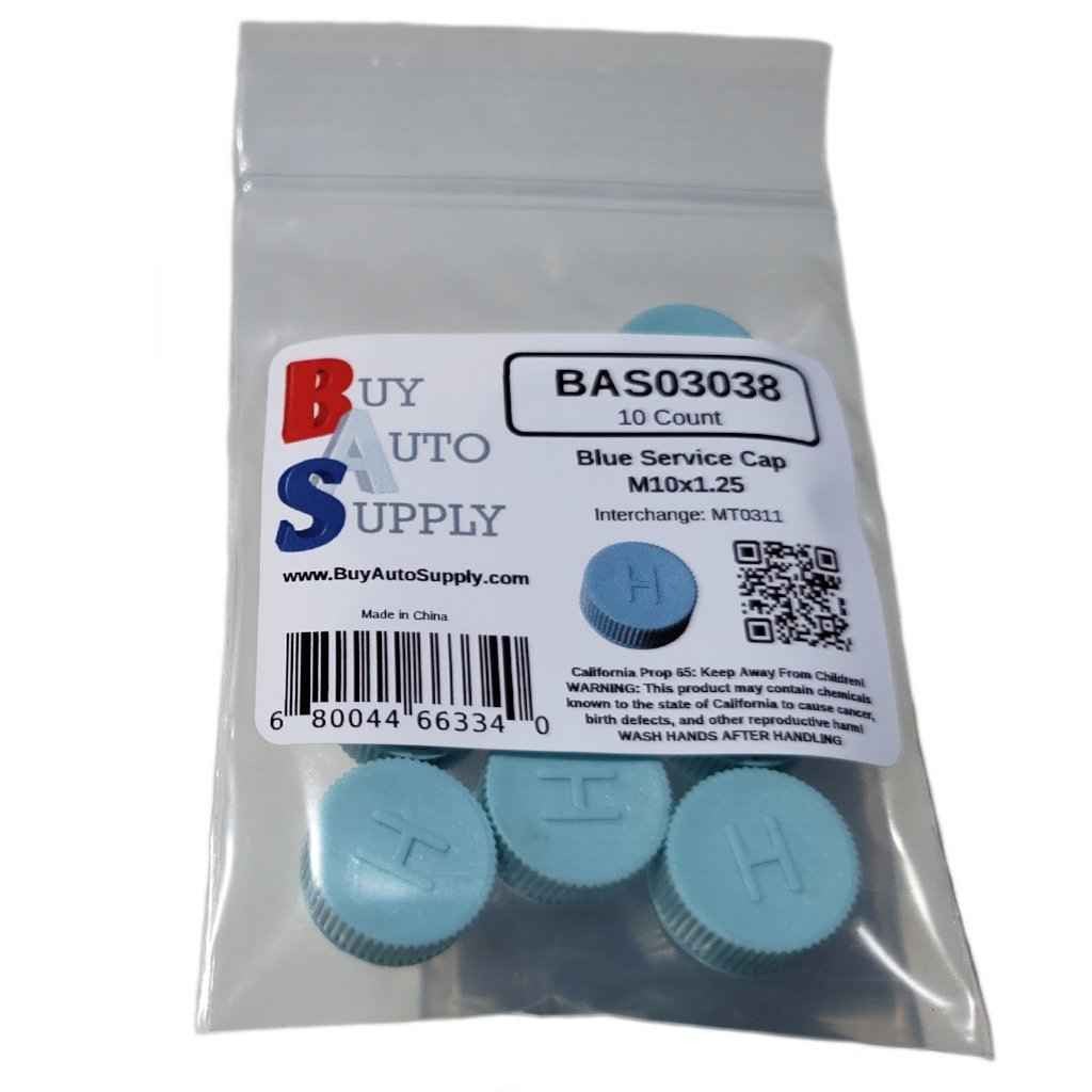 Bag of 10 AC Service Caps R134a - Blue High Side M10x1.25 - Interchanges: MT0311, 69501