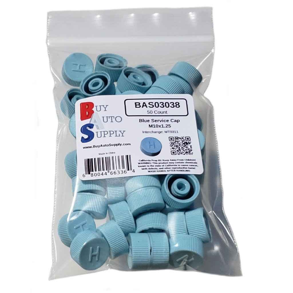 Bag of 50 AC Service Port Caps R134a - Blue High Side M10x1.25 - Interchanges: MT0311, 69501