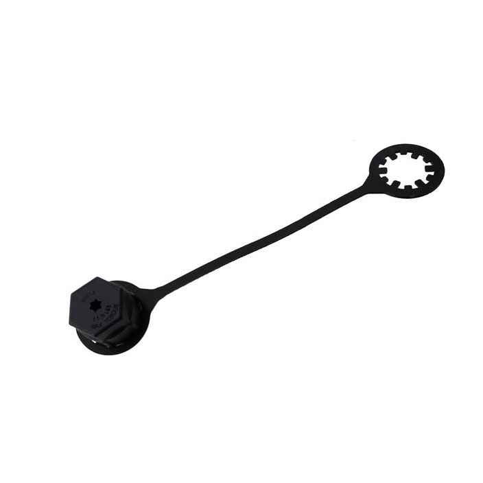 M8 x 1.0 with Tether - R1234YF Service Port Cap - Interchanges: MT6075-5, Delco 15-34400, GM 20911239, Chrysler 68237080AA