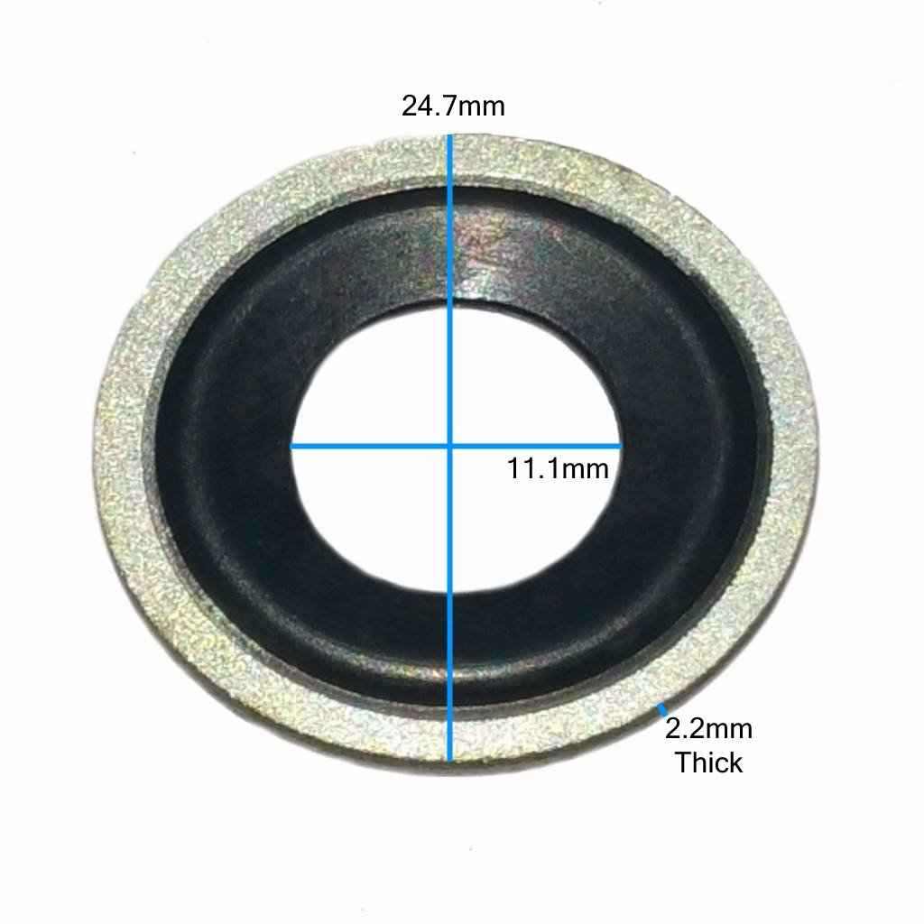 Measurements on M12 Metal Rubber Oil Drain Plug Gasket