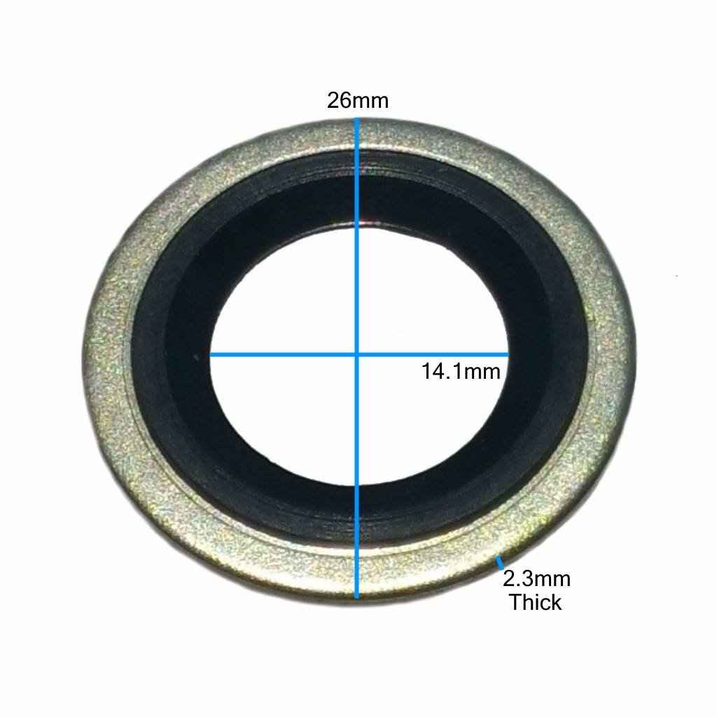 Measurements on M14 Metal Rubber Oil Drain Plug Gaskets
