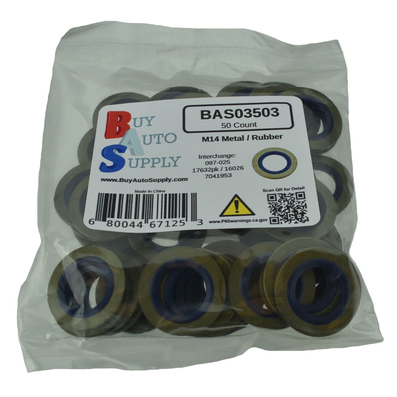 BAS03503 - M14 Metal / Rubber Oil Drain Plug Gaskets - Buy Auto Supply - 50 Bag