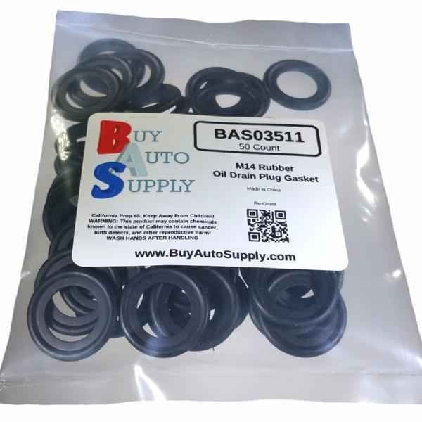 Bag of 50 Rubber Oil Drain Plug Gaskets - M14