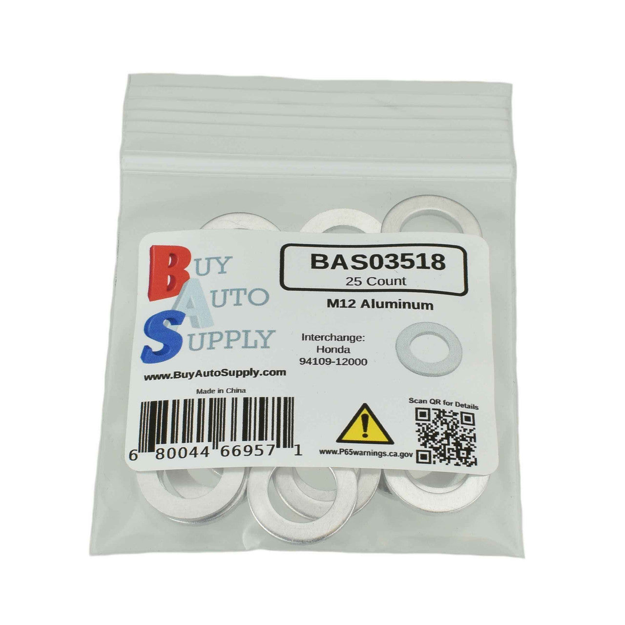 BAS03518 - M12 Honda Style Aluminum Drain Plug Gasket
