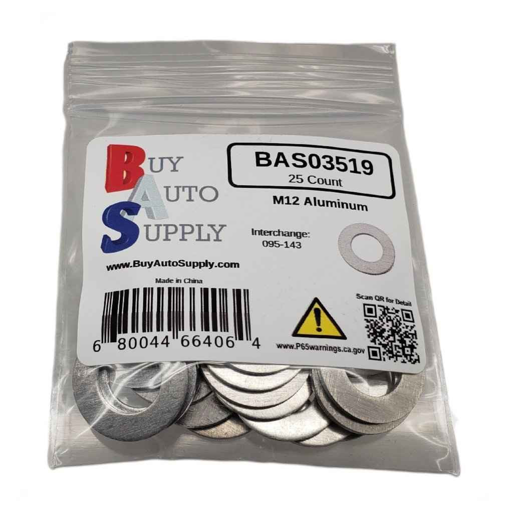 Bag of 25 M12 Toyota Style Aluminum Drain Plug Gasket - Interchanges: Dorman 095-143, Ford E45Y6734A, Toyota 90430-12027, VW N0138128