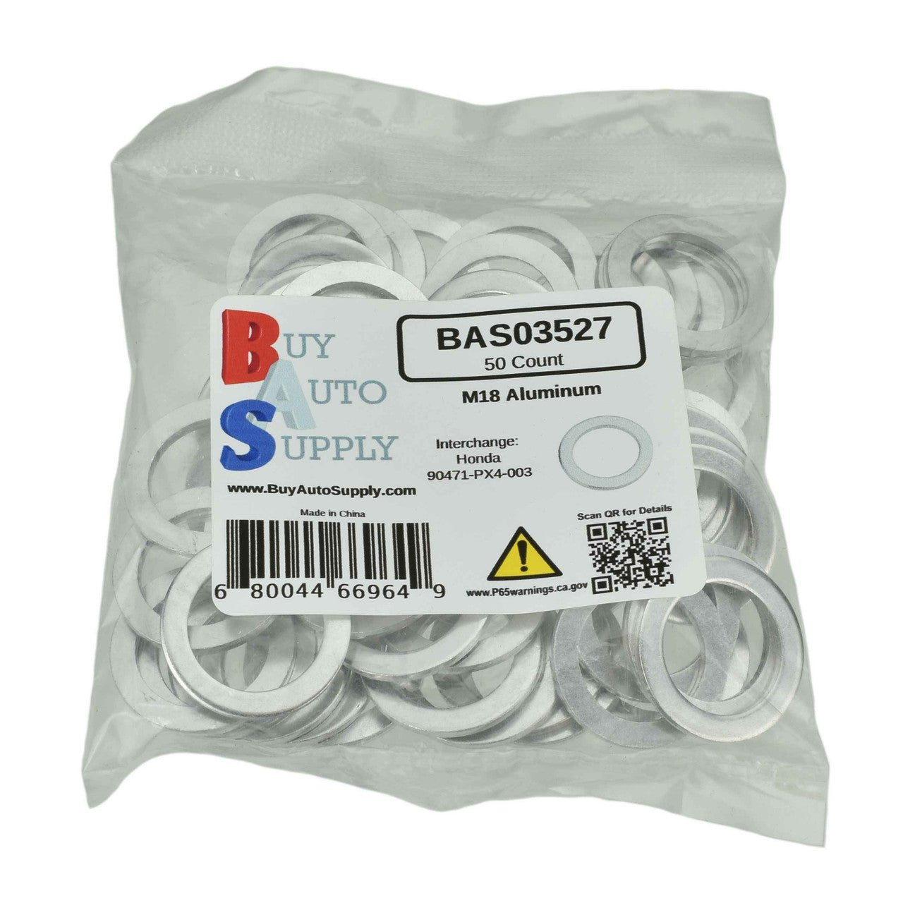 BAS03527 - M18 Honda Style Aluminum Drain Plug Gasket - Replaces: 90471-PX4-000 - Buy Auto Supply - 50 bag