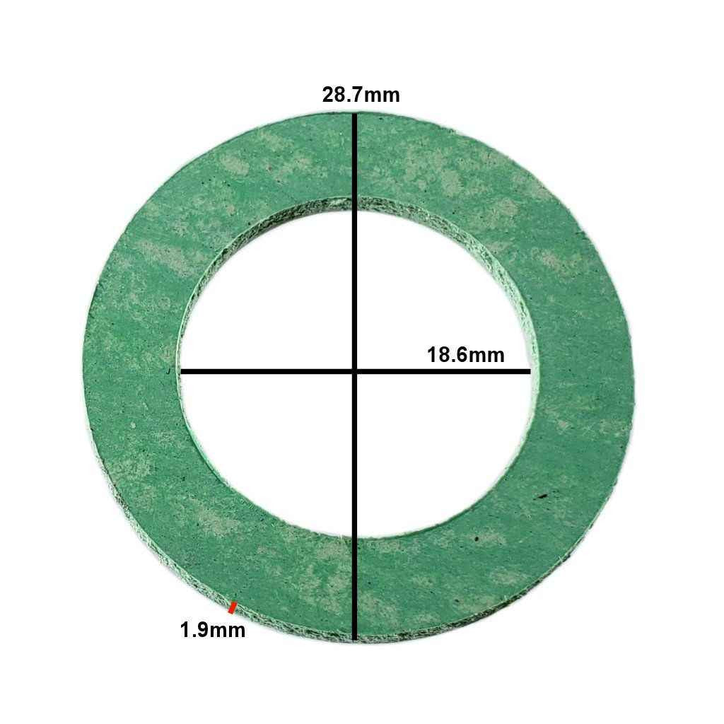 Measurements on M18 Synthetic Fiber Drain Plug Gasket - Interchanges: Dorman 097-130, Toyota 90430-18013, 90430-18023, 90430-18024, 90430-18026, 90430-18244