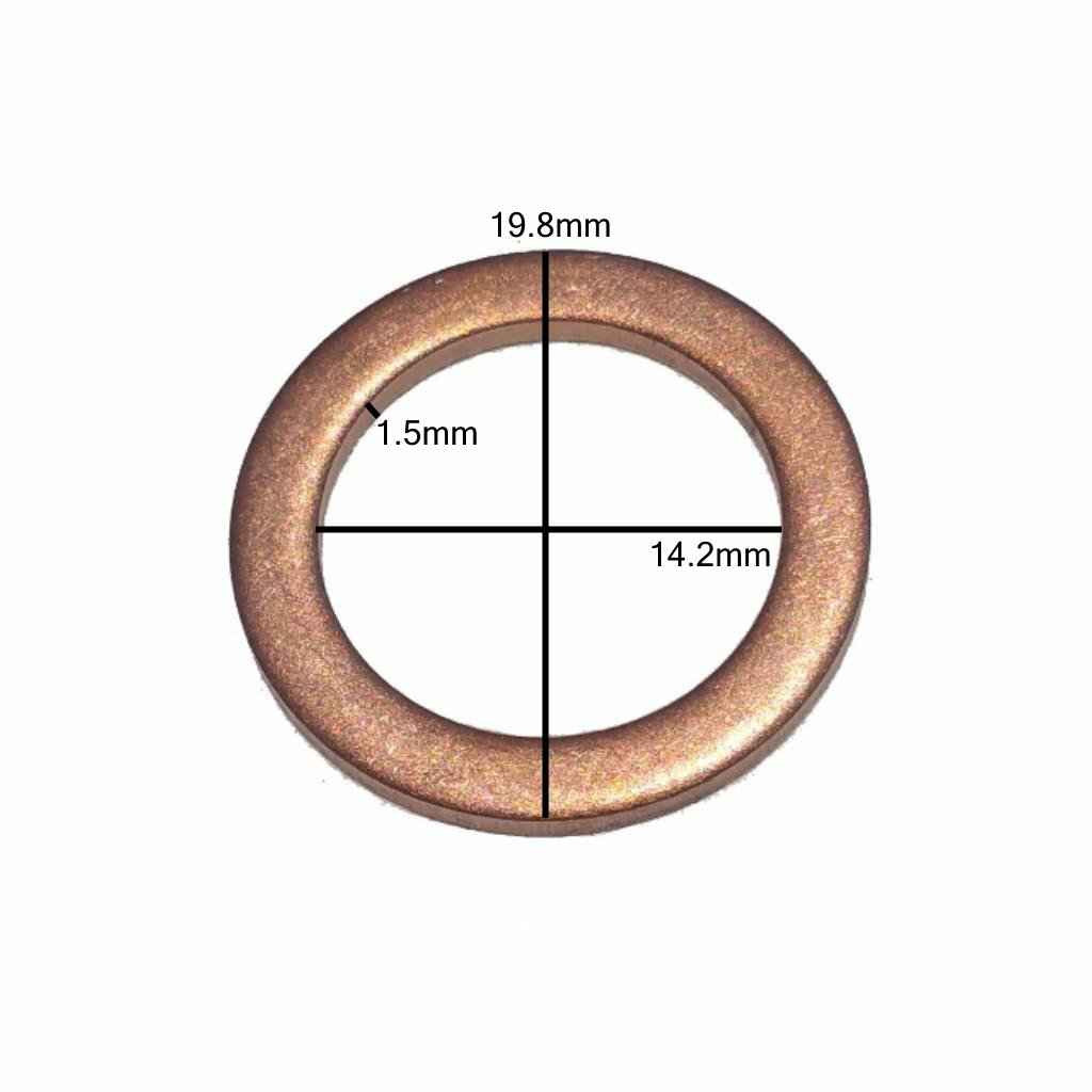 Measurements on Copper Drain Plug Gasket M14