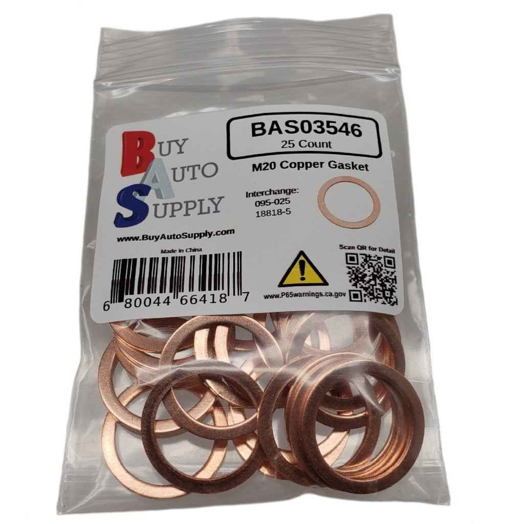 Bag of 25 M20 Copper Drain Plug Gasket - Interchanges: Dorman 095-025, Volvo 18818
