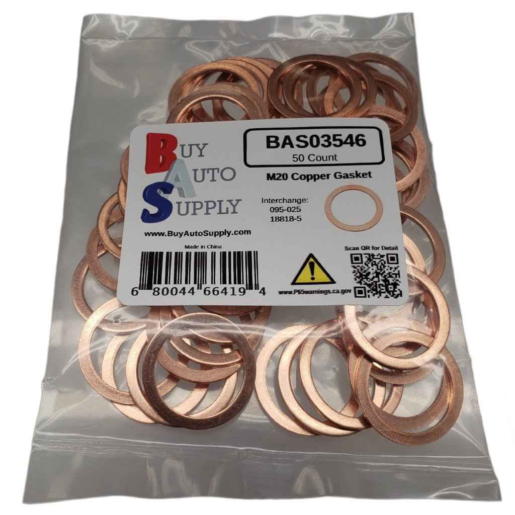 Bag of 50 M20 Copper Drain Plug Gasket - Interchanges: Dorman 095-025, Volvo 18818