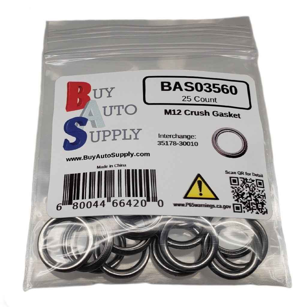 Bag of 25 M12 Toyota Style Crush Drain Plug Gasket - Interchanges: Toyota 35178-30010