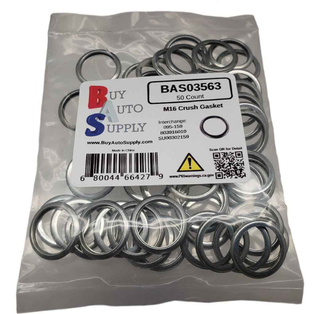 Bag of 50 M16 Crush Washer Drain Plug Gasket - Interchanges: Dorman 095159 ,Subaru 803916010, Toyota SU00302159
