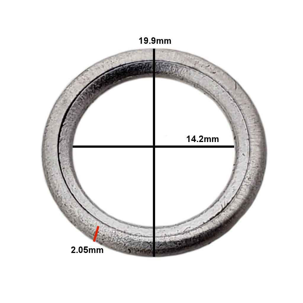 Measurements on M14 VW Style Crush Washer Drain Plug Gasket - Interchanges: Volkswagen Audi, N0138157