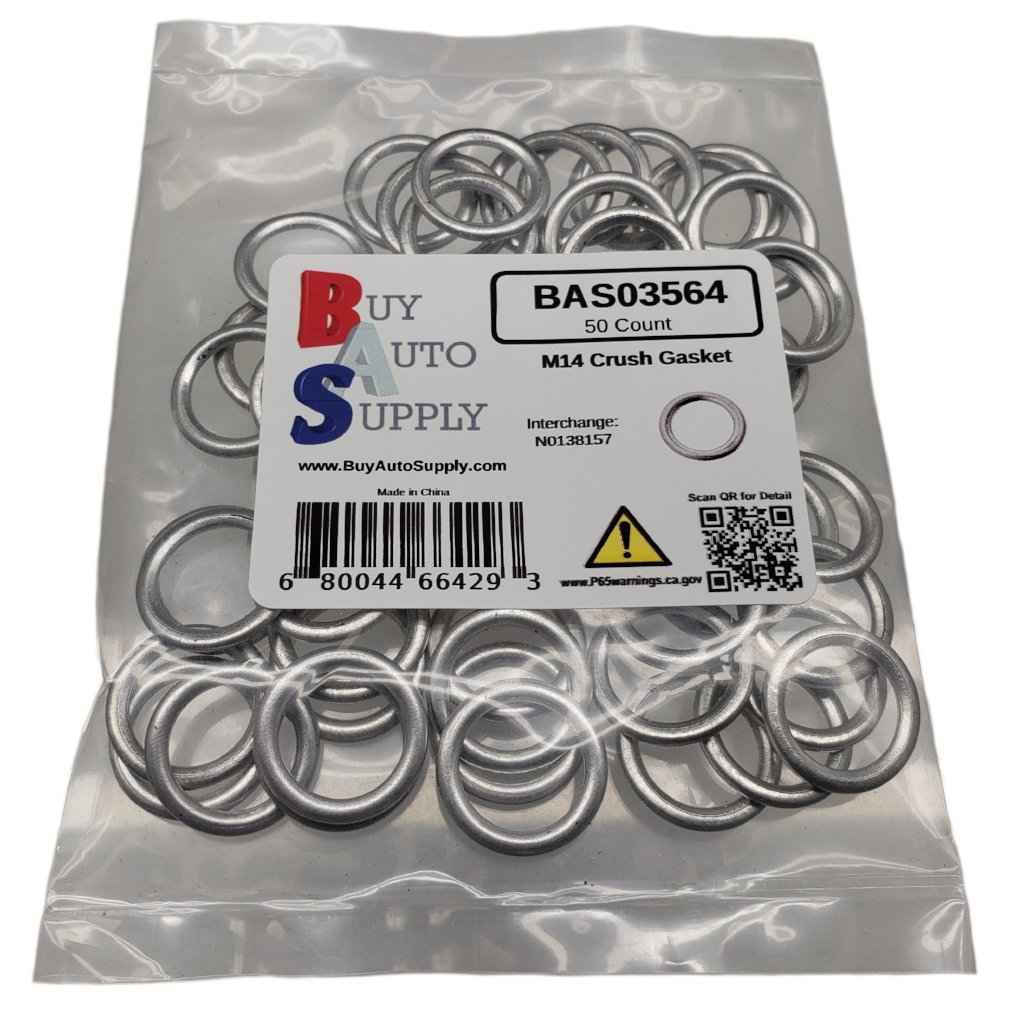 Bag of 50 M14 VW Style Crush Washer Drain Plug Gasket - Interchanges: Volkswagen Audi, N0138157