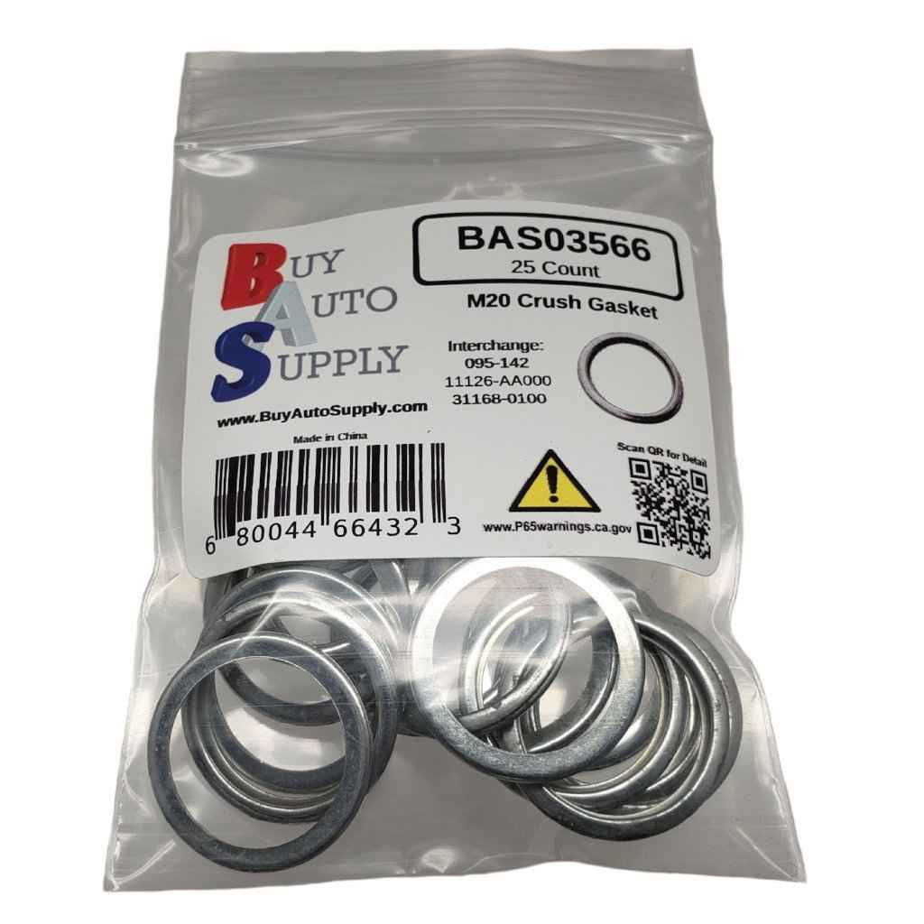 Bag of 25 -  M20 Subaru Style Crush Drain Plug Gasket - Interchanges: Dorman 095142, Subaru 11126-AA000, 31168-0100