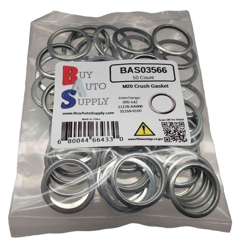 Bag of 50 - M20 Subaru Style Crush Drain Plug Gasket - Interchanges: Dorman 095142, Subaru 11126-AA000, 31168-0100