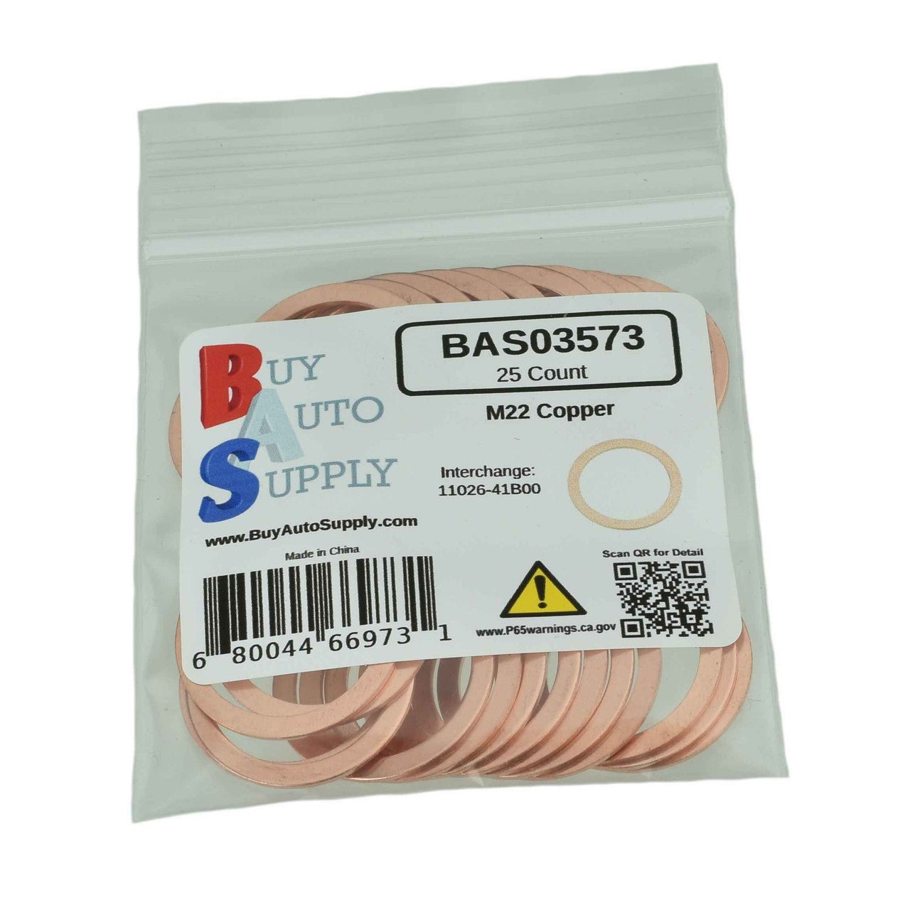 BAS03573 - M22 Nissan Style Copper Drain Plug Gasket - Buy Auto Supply