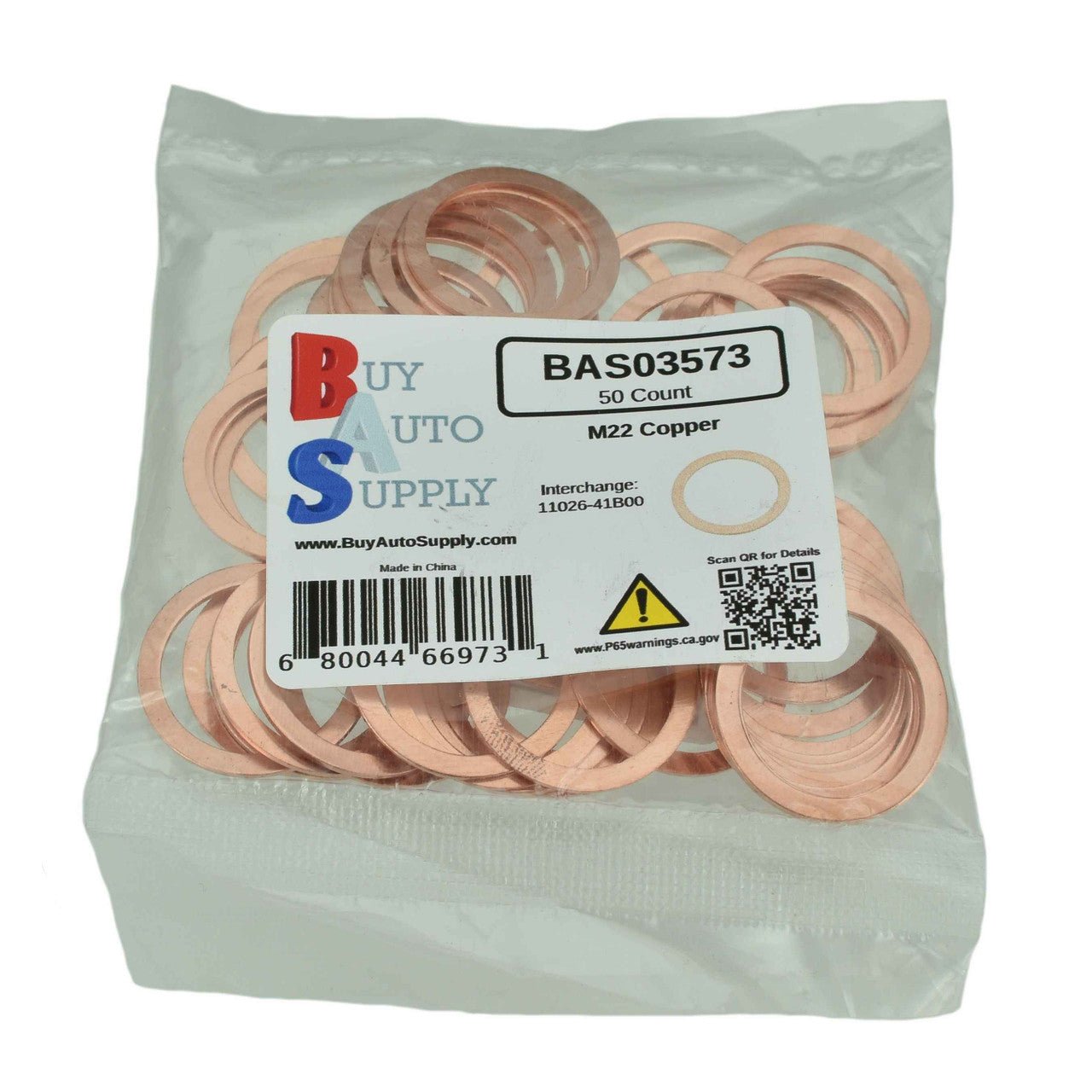 BAS03573 - M22 Nissan Style Copper Drain Plug Gasket - Buy Auto Supply