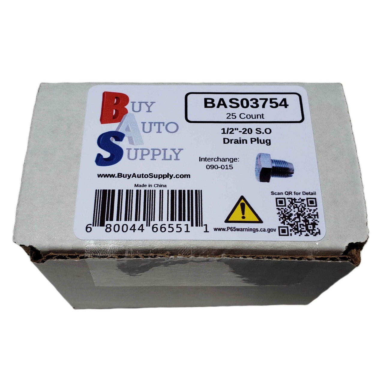 BAS03754 - 1/2"-20 S.O Drain Plug 3/4" - Buy Auto Supply - 25 Pack
