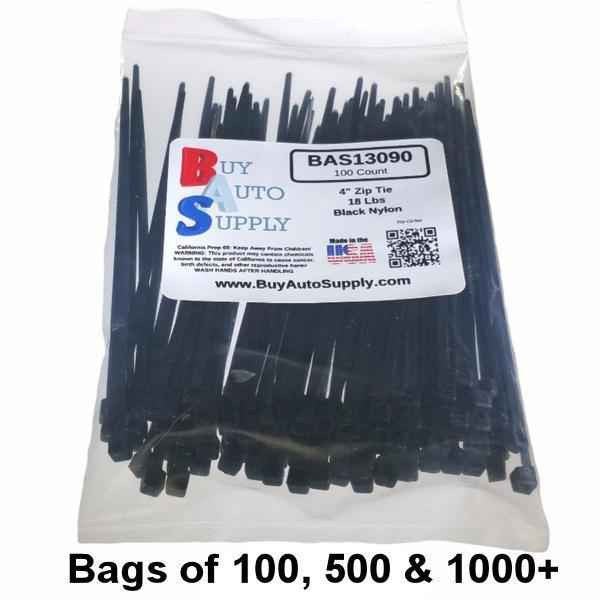 4 Inch Zip Ties Black Nylon - USA Made 