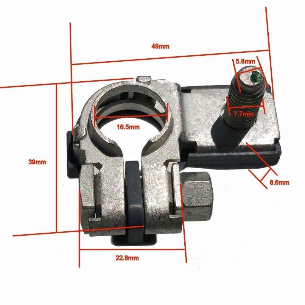 Measurements on Flag style Negative Top Post Battery Terminal Clamp Replacement